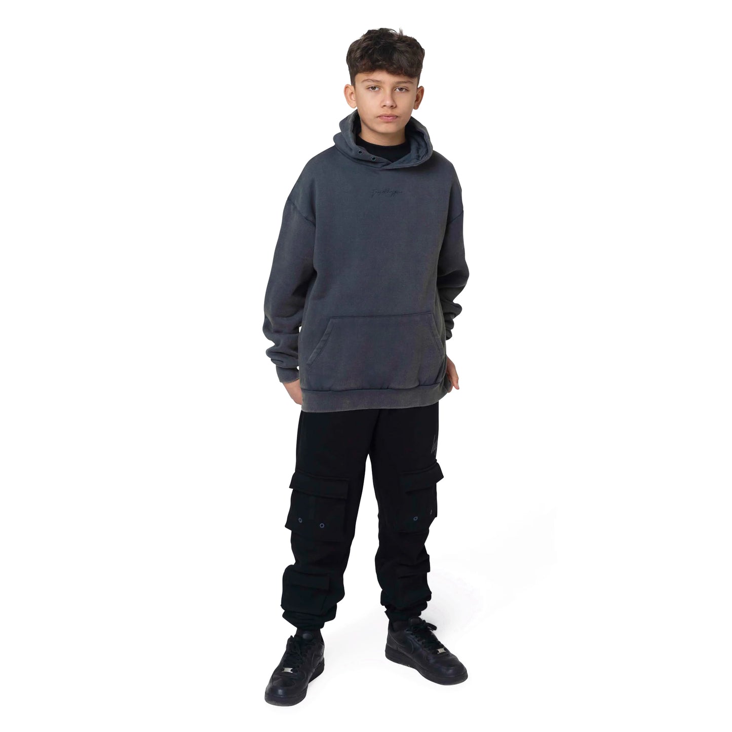 Blue - Side - Hype Boys Scribble Acid Wash Hoodie