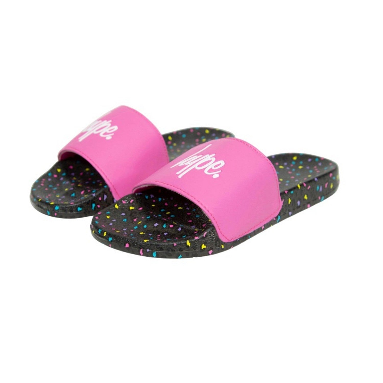 Multicoloured - Front - Hype Girls Pastel Leopard Print Sliders