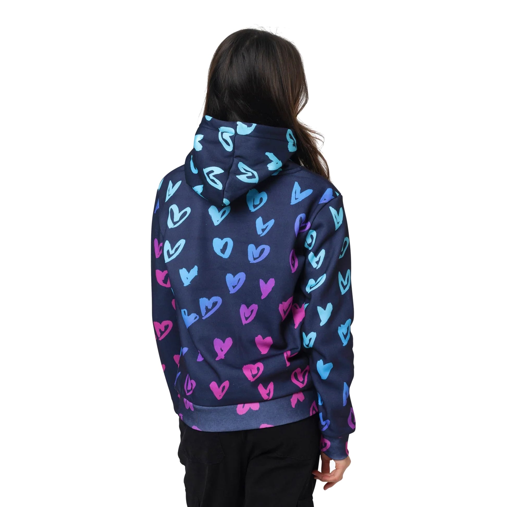Multicoloured - Back - Hype Girls Scribble Hearts Hoodie