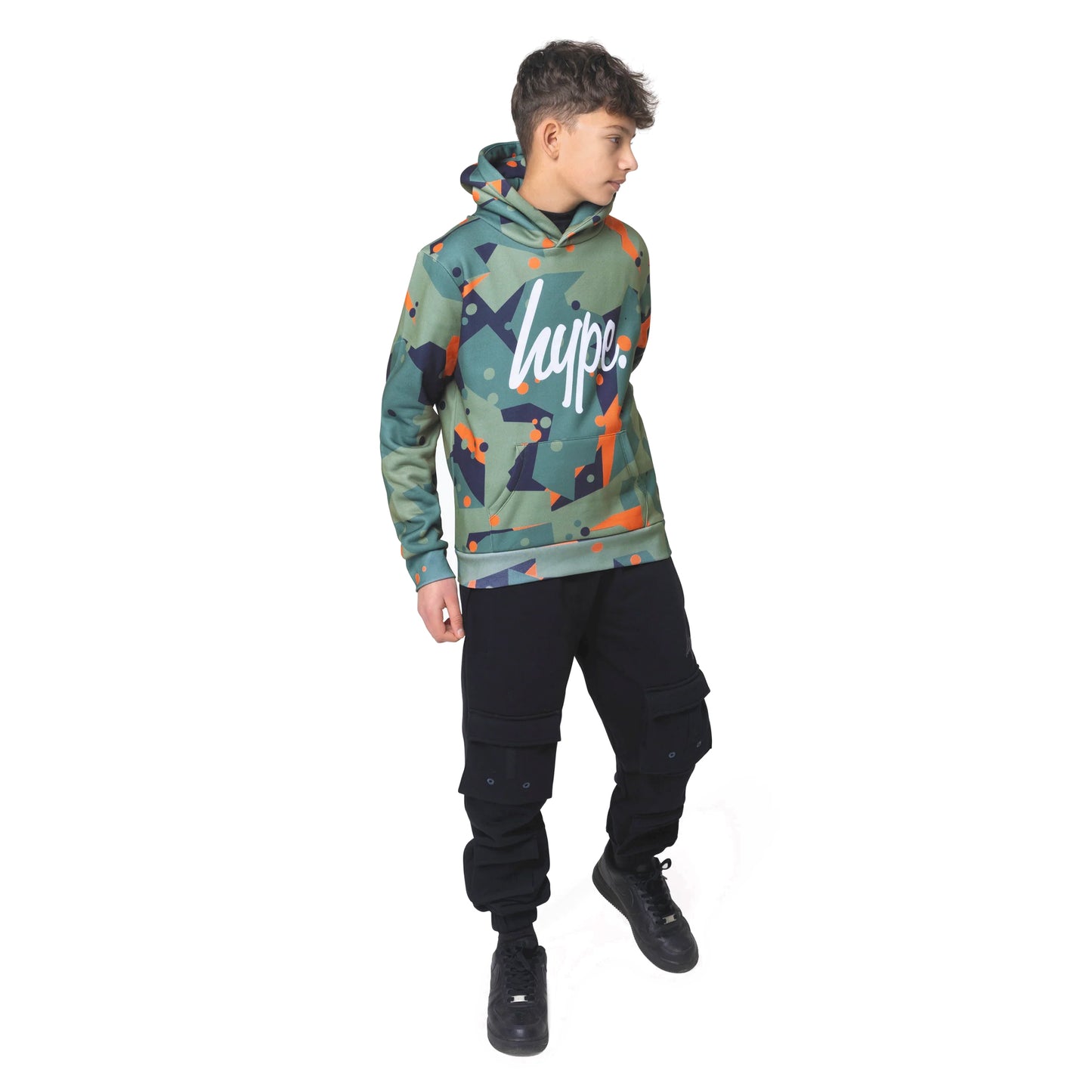 Multicoloured - Side - Hype Boys Geo Camo Hoodie