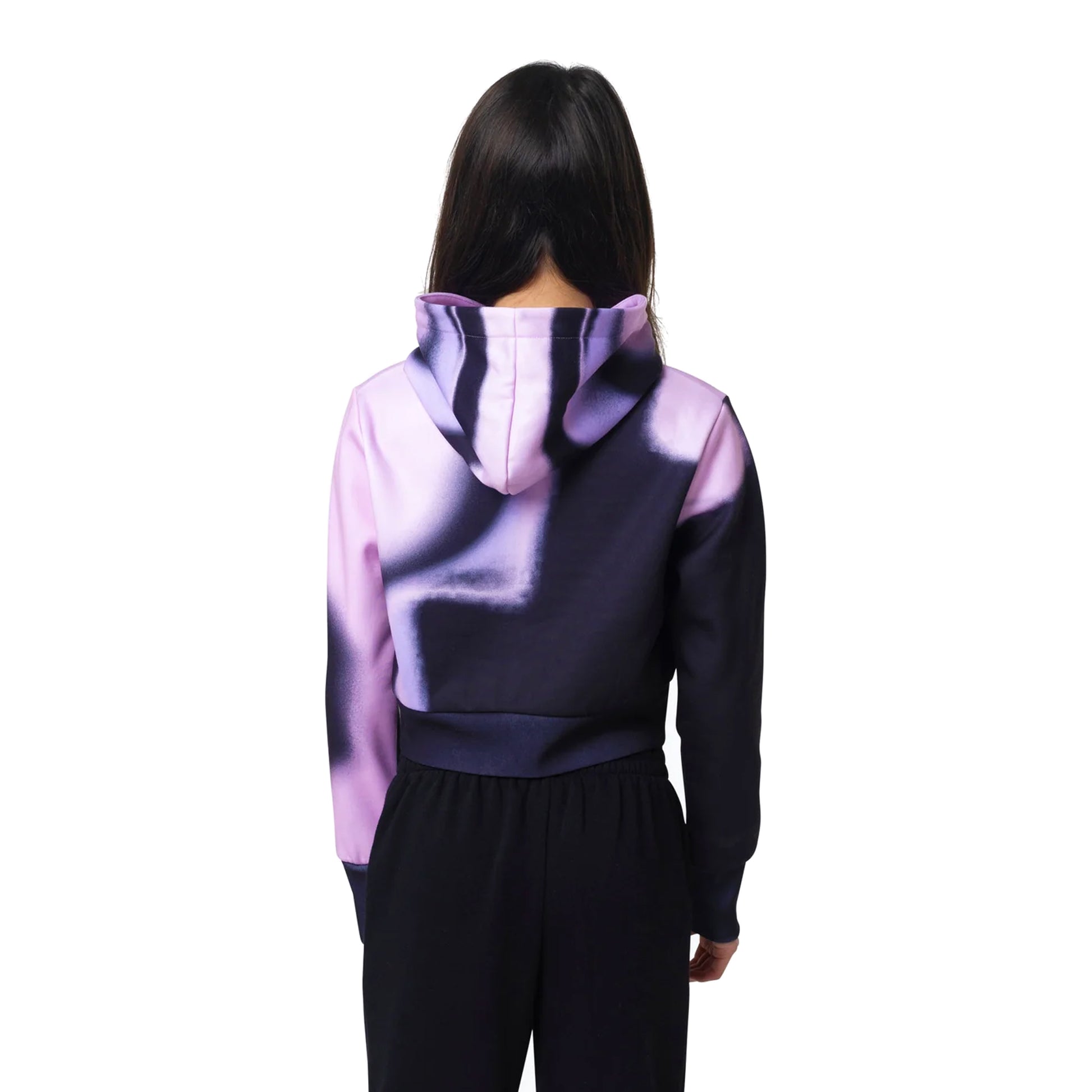 Black-Purple - Back - Hype Girls Spray Crop Hoodie