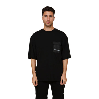 Black - Front - Hype Unisex Adult Continu8 Cargo Pocket Boxy T-Shirt