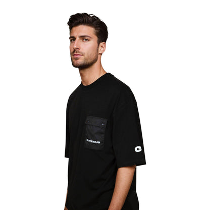 Black - Side - Hype Unisex Adult Continu8 Cargo Pocket Boxy T-Shirt
