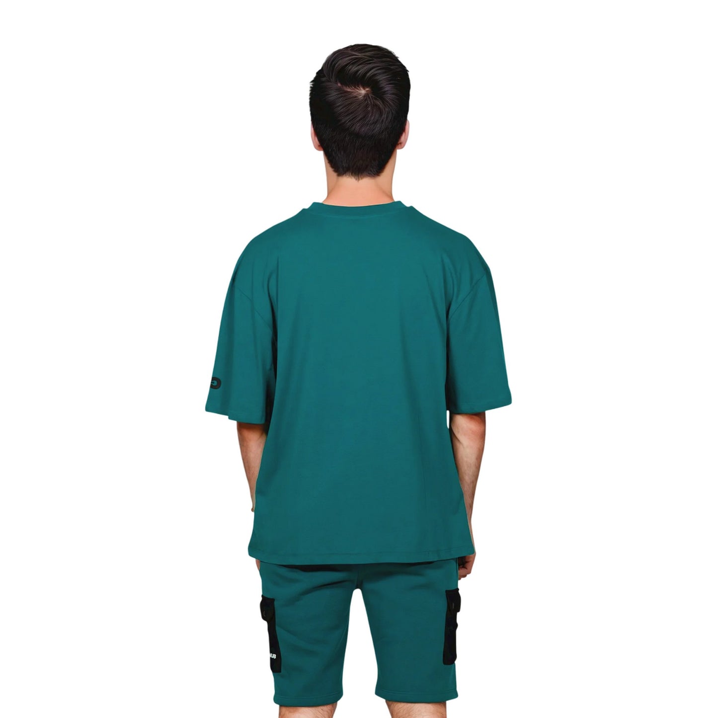 Teal - Back - Hype Unisex Adult Continu8 Cargo Pocket Boxy T-Shirt