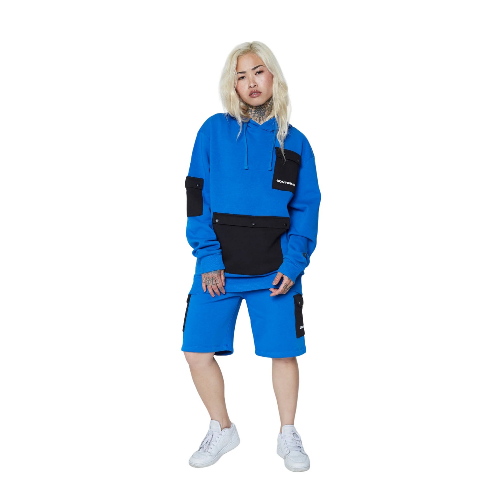 Blue-Black - Front - Hype Unisex Adult Continu8 Cargo Pocket Boxy Shorts