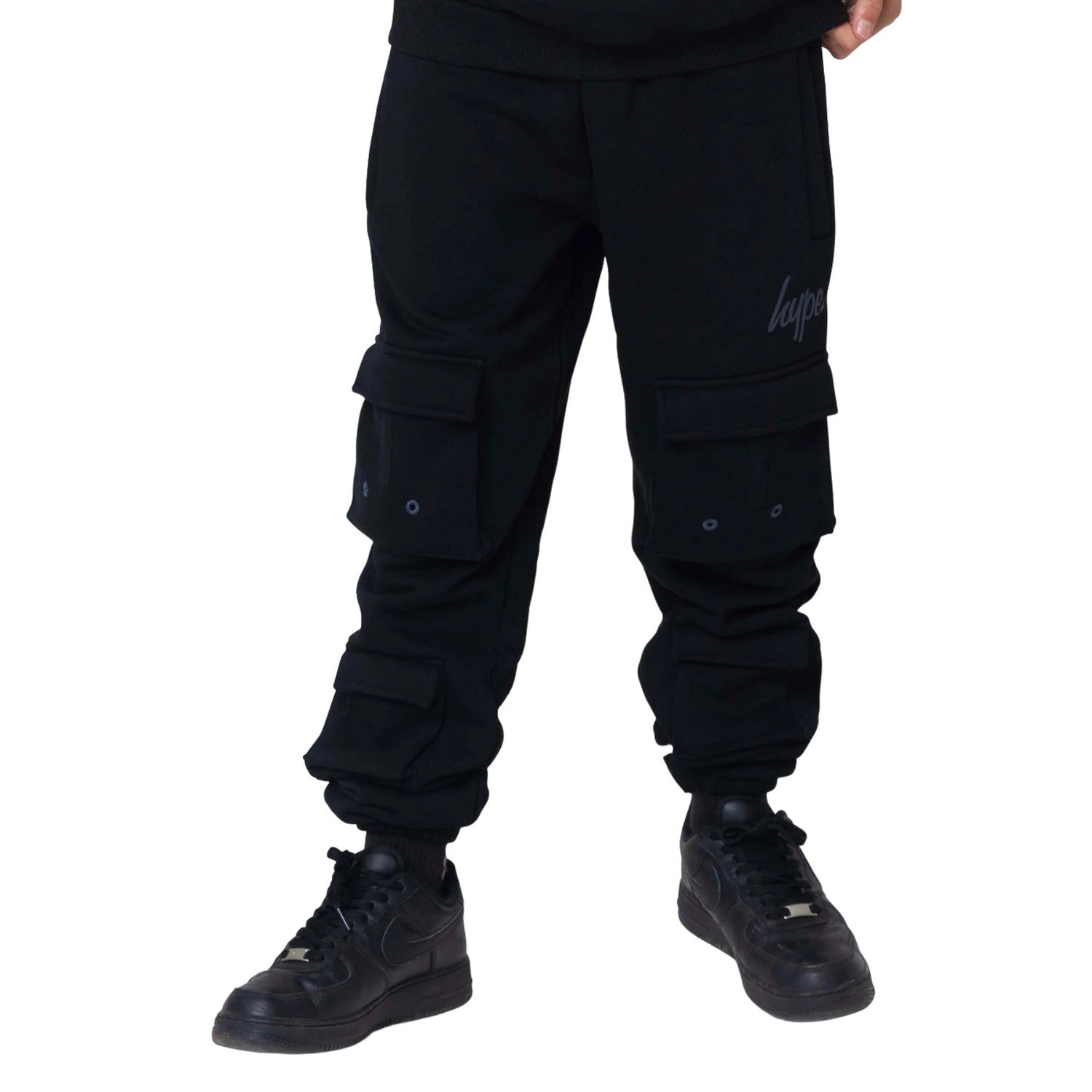 Black - Front - Hype Boys Acid Wash Jogging Bottoms