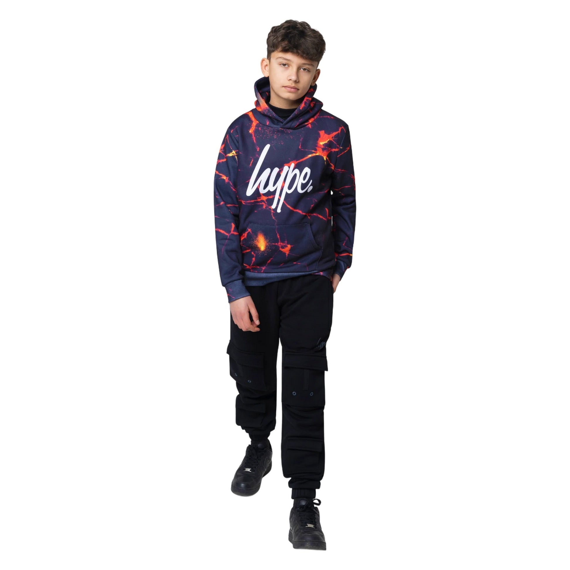 Navy Blue-Red-White - Side - Hype Boys Lava Hoodie