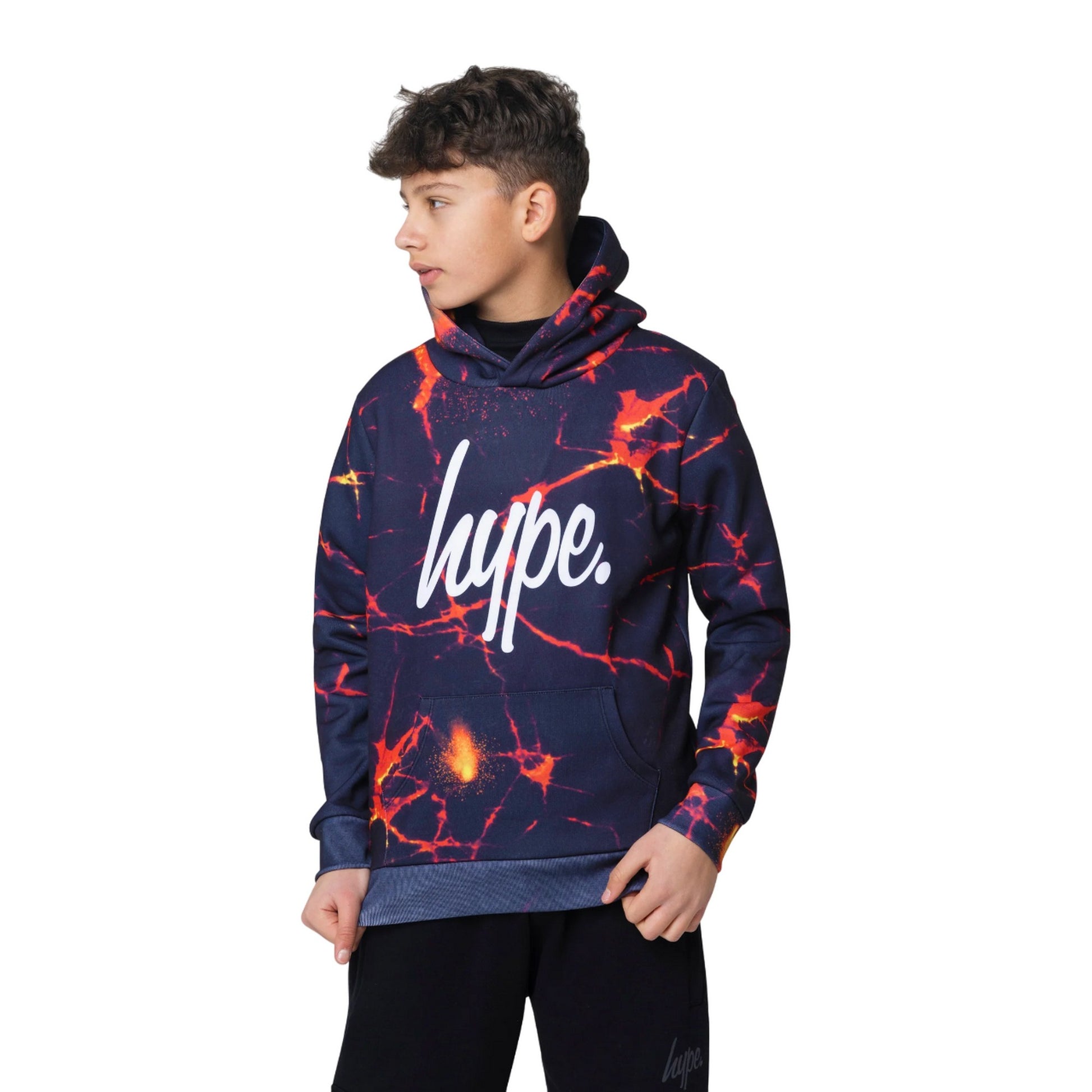 Navy Blue-Red-White - Front - Hype Boys Lava Hoodie