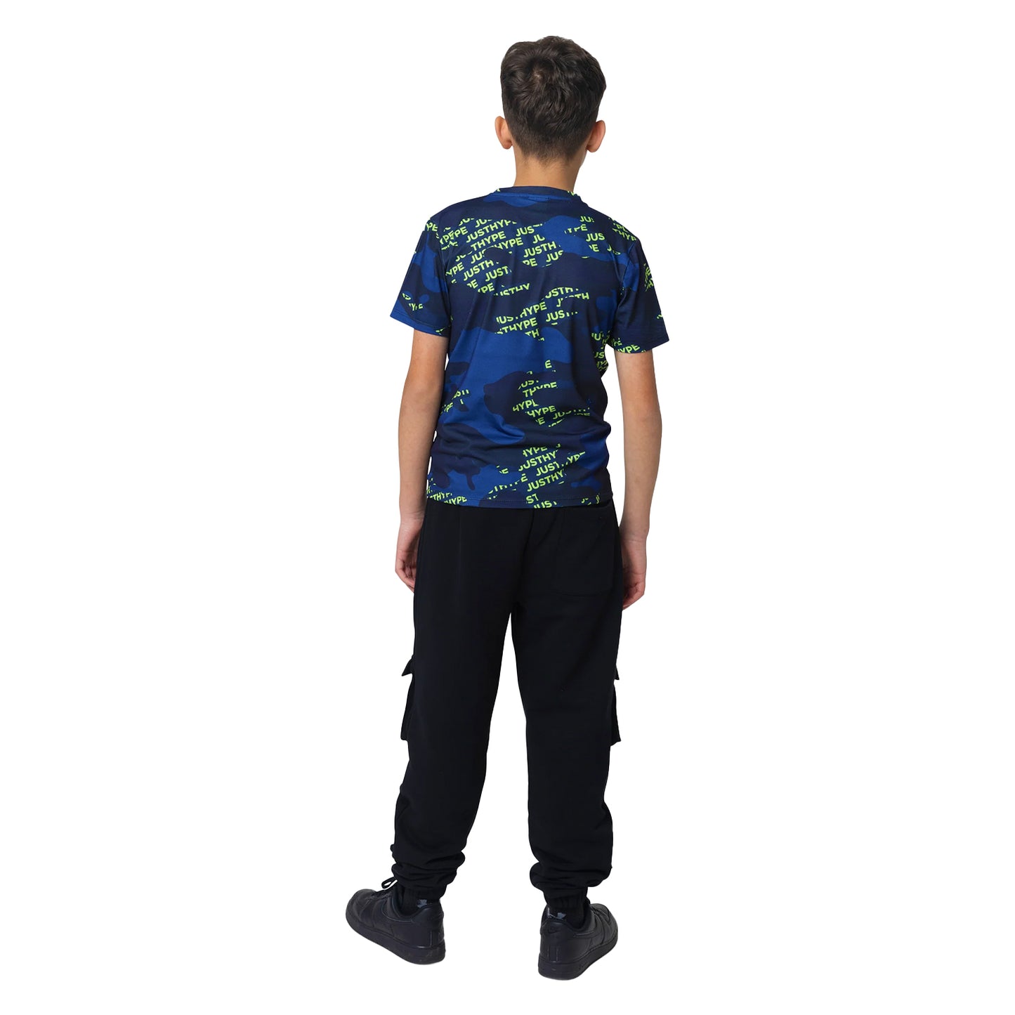 Blue-Green - Back - Hype Boys Camo Block Logo T-Shirt