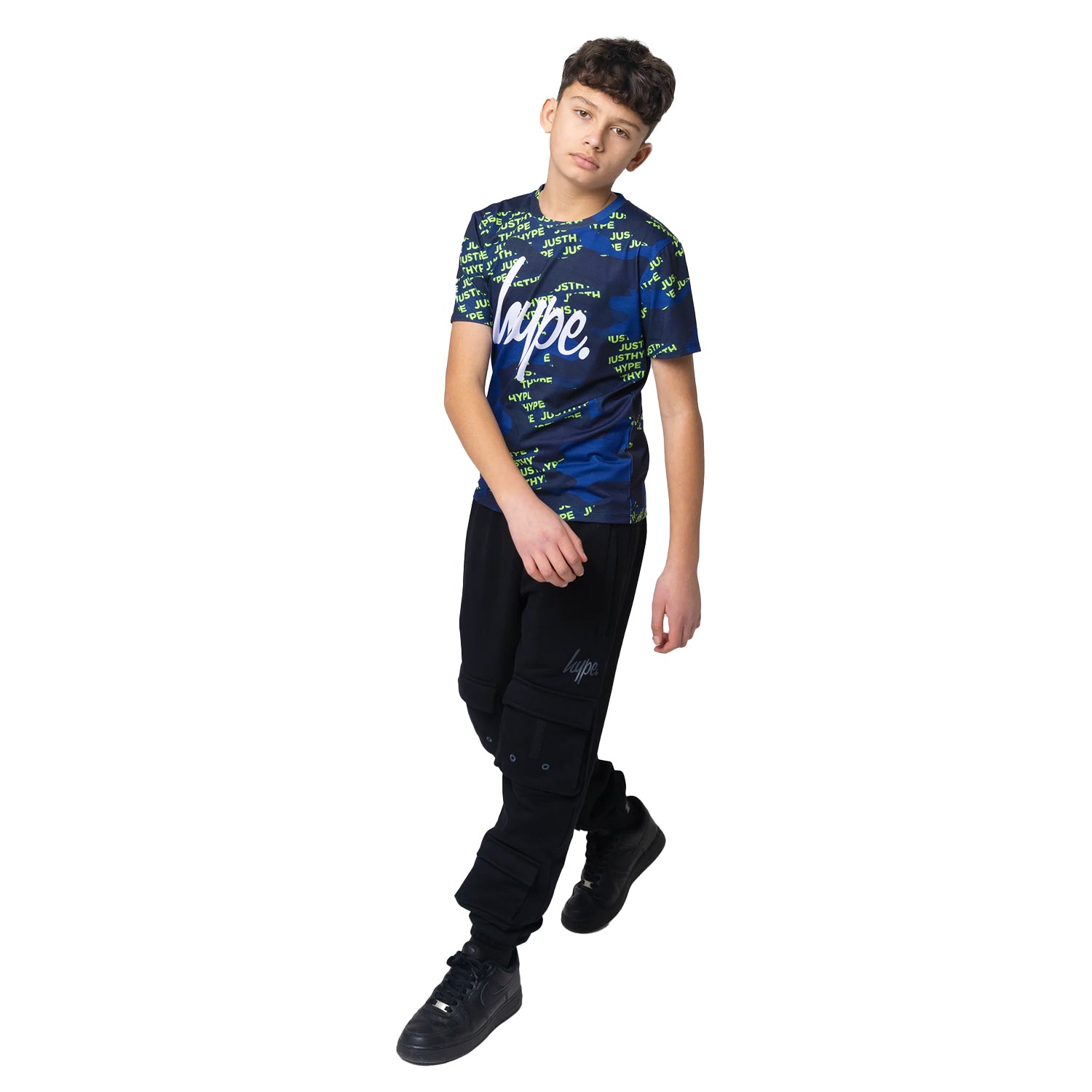 Blue-Green - Lifestyle - Hype Boys Camo Block Logo T-Shirt