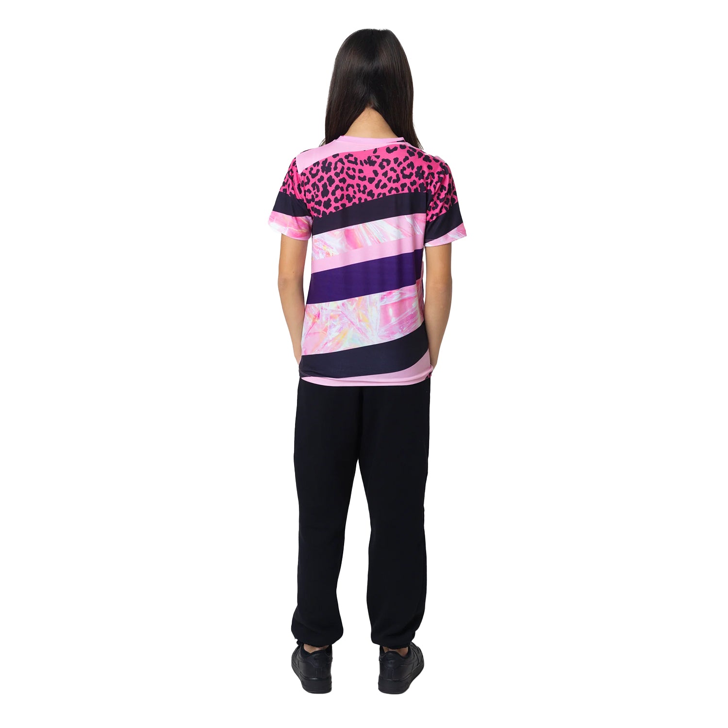 Dark Pink - Back - Hype Girls Stripe T-Shirt