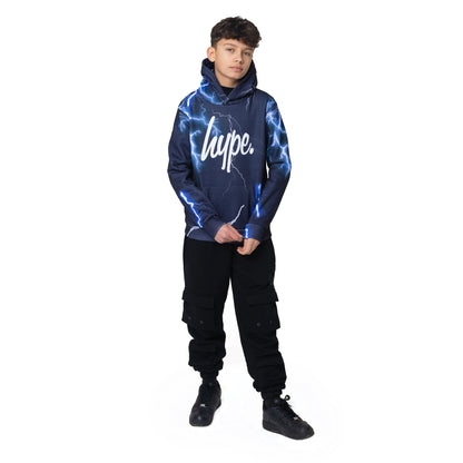 Navy - Side - Hype Boys Lightning Hoodie