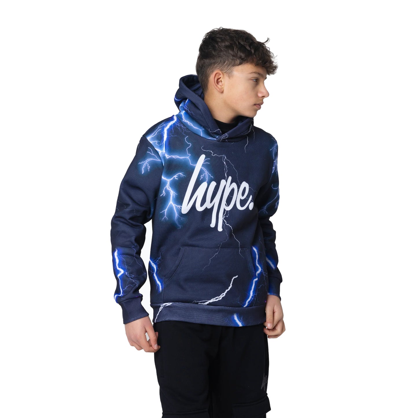 Navy - Front - Hype Boys Lightning Hoodie