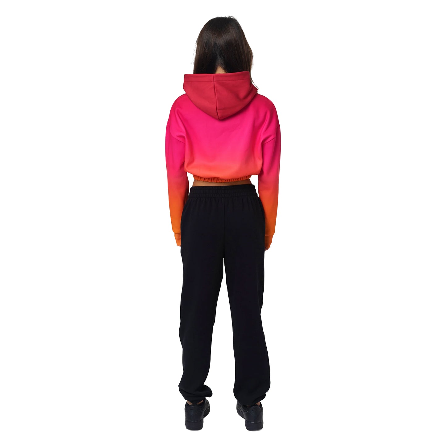 Orange - Back - Hype Girls Fade Cropped Hoodie