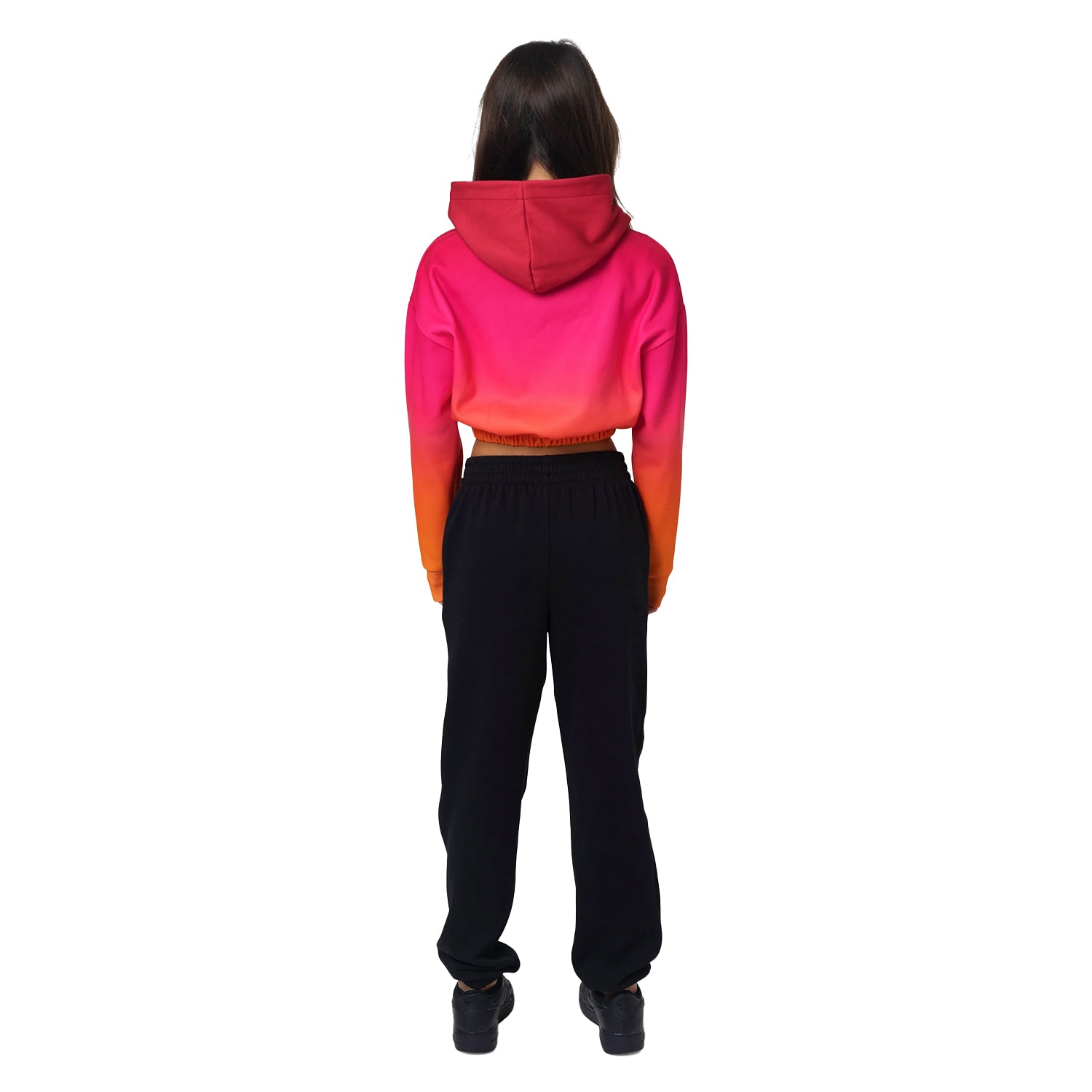Orange - Back - Hype Girls Fade Cropped Hoodie