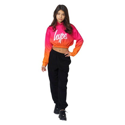 Orange - Lifestyle - Hype Girls Fade Cropped Hoodie