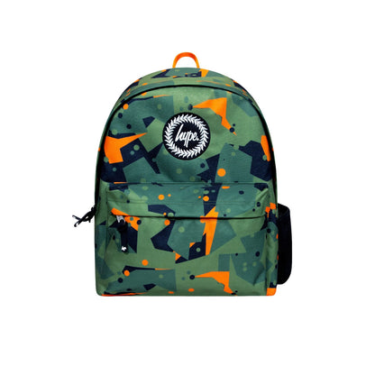 Green-Orange - Front - Hype Iconic Geo Camo Backpack