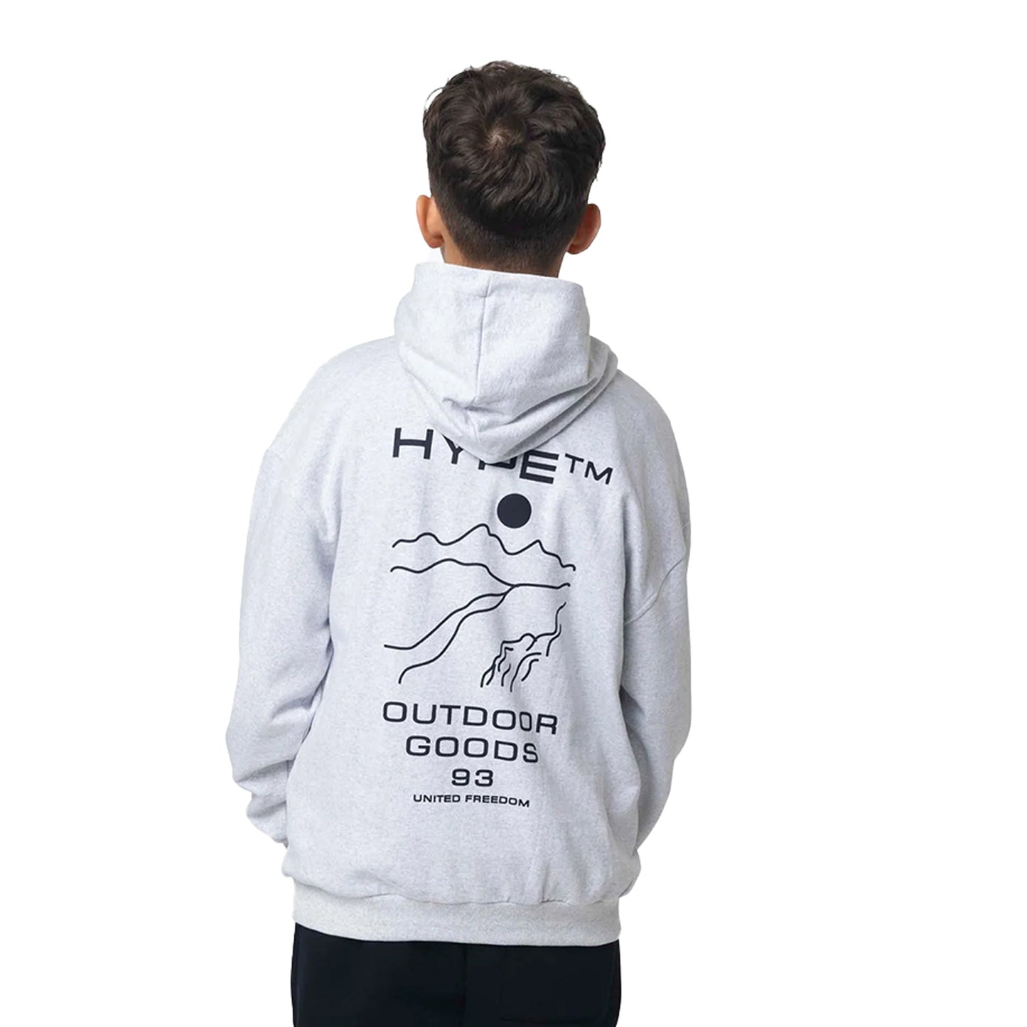 Grey Marl - Back - Hype Boys Oversized Outdoor Hoodie