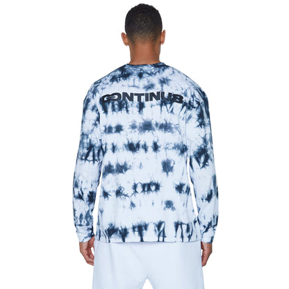 Blue-White - Back - Hype Unisex Adult Mono Tie Dye Continu8 Boxy Long-Sleeved T-Shirt