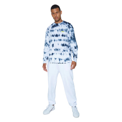 Blue-White - Side - Hype Unisex Adult Mono Tie Dye Continu8 Boxy Long-Sleeved T-Shirt