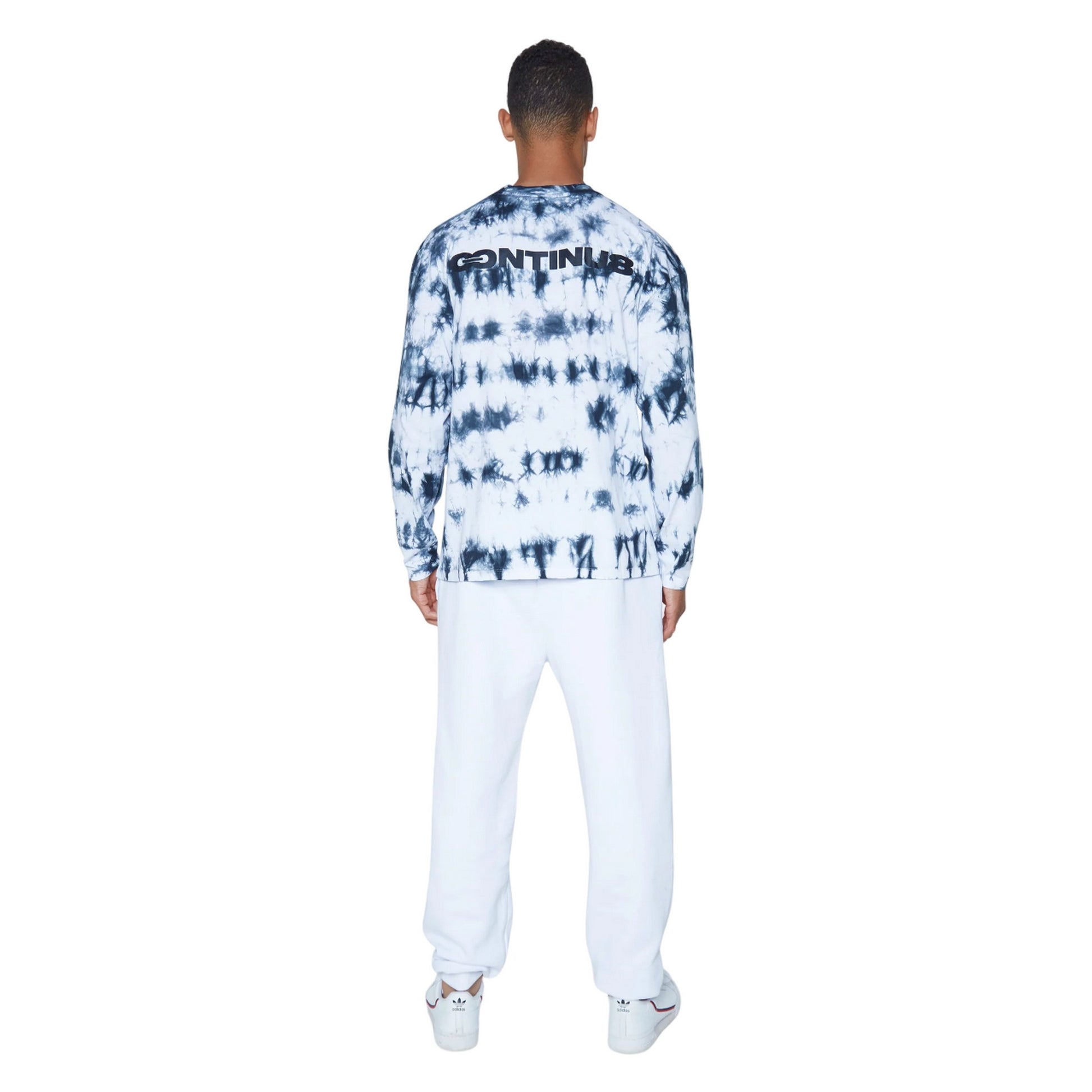 Blue-White - Lifestyle - Hype Unisex Adult Mono Tie Dye Continu8 Boxy Long-Sleeved T-Shirt