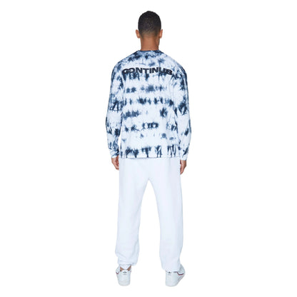 Blue-White - Lifestyle - Hype Unisex Adult Mono Tie Dye Continu8 Boxy Long-Sleeved T-Shirt