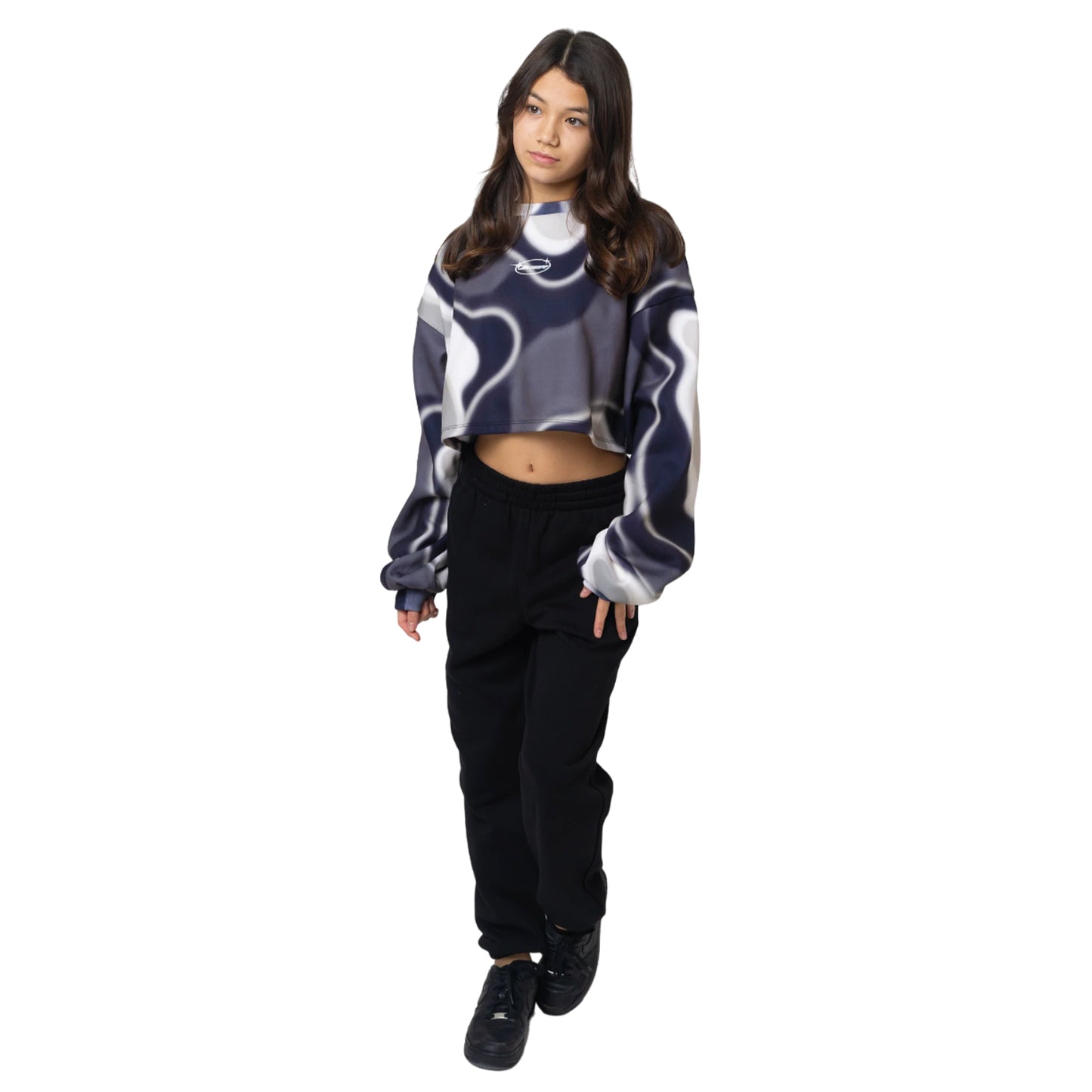 Beige-Blue - Side - Hype Girls Heat Wave Long-Sleeved Jumper
