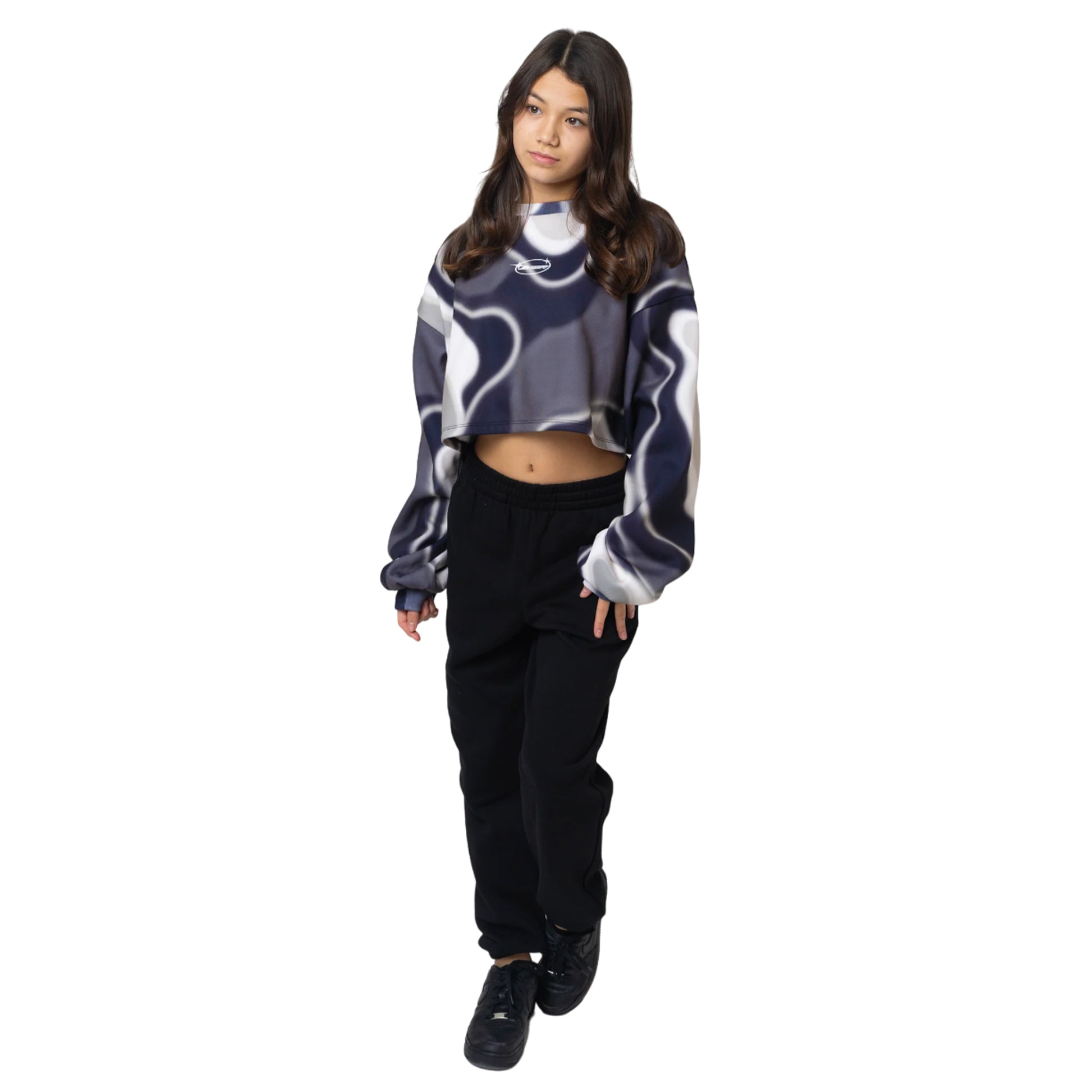 Beige-Blue - Side - Hype Girls Heat Wave Long-Sleeved Jumper