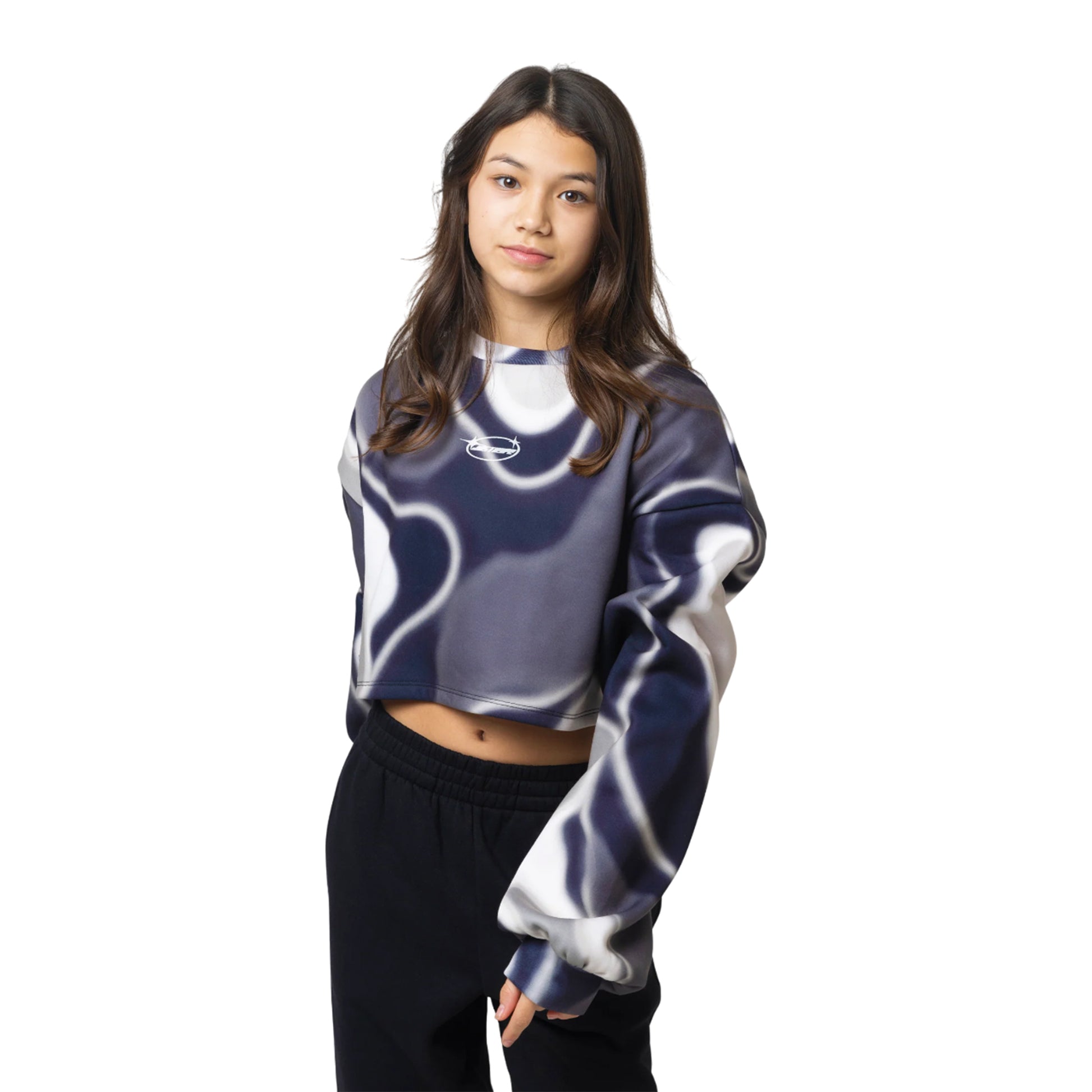 Beige-Blue - Front - Hype Girls Heat Wave Long-Sleeved Jumper