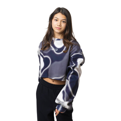 Beige-Blue - Front - Hype Girls Heat Wave Long-Sleeved Jumper