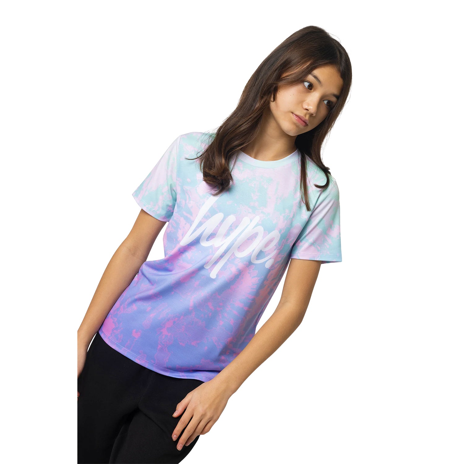 Multicoloured - Side - Hype Girls Pastel Tie Dye T-Shirt