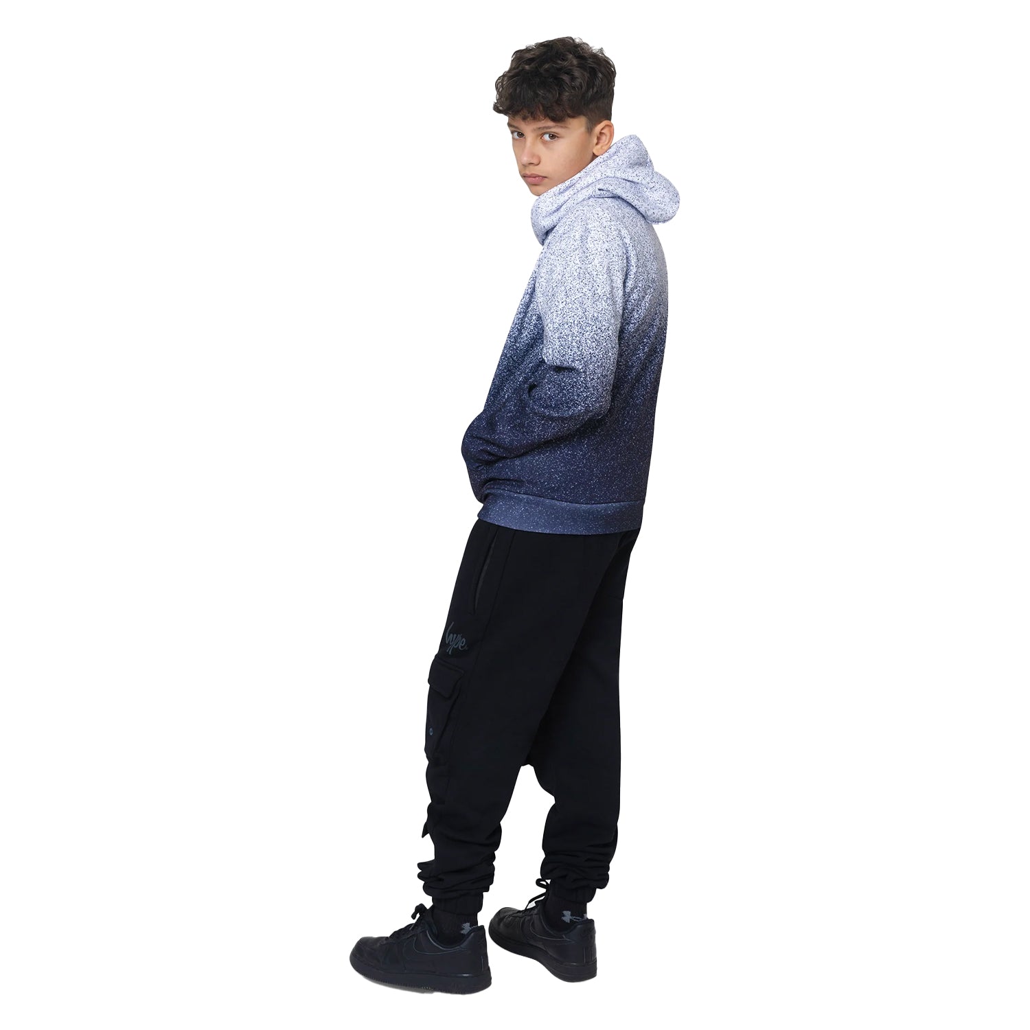 Black-White - Back - Hype Boys Speckle Fade Hoodie