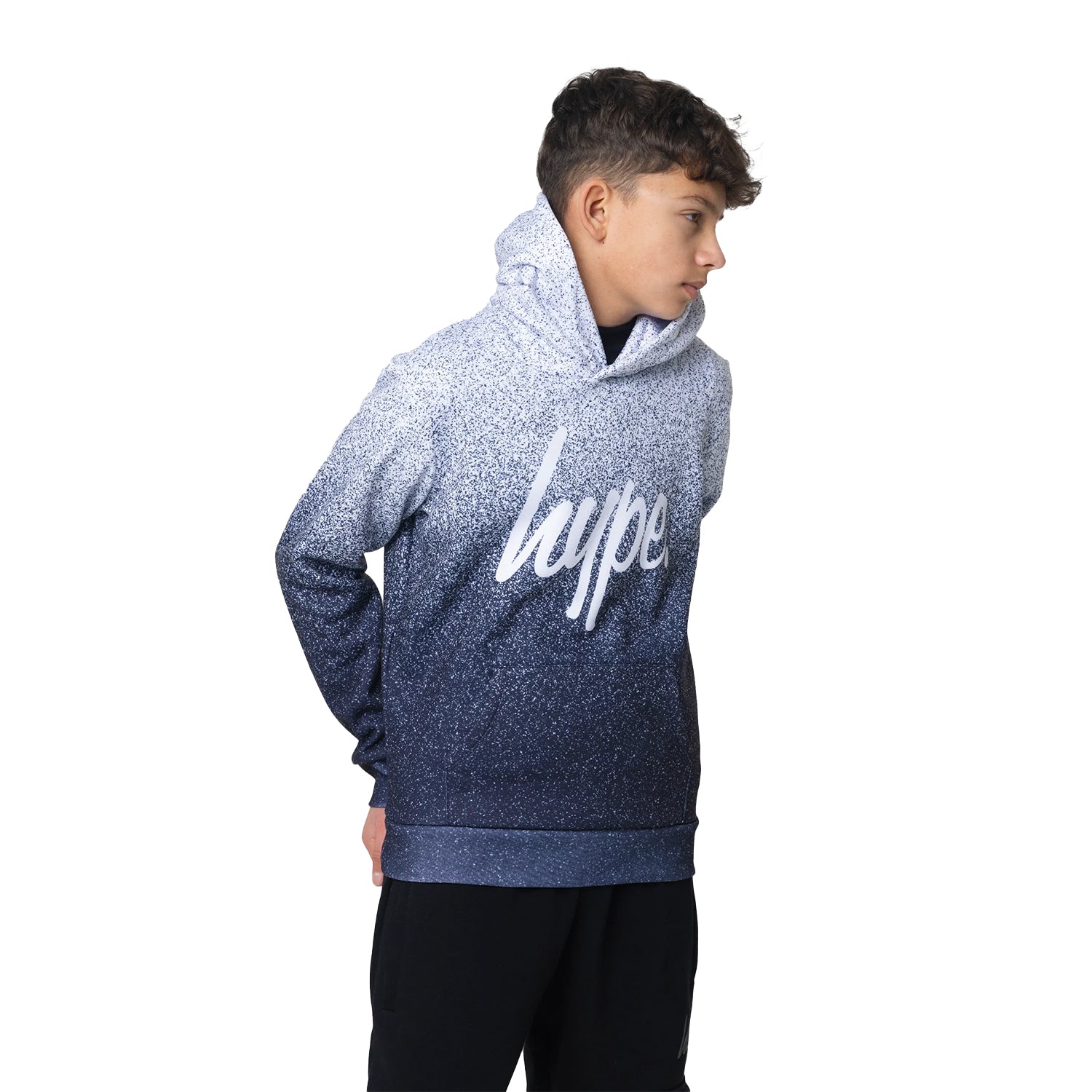 Black-White - Front - Hype Boys Speckle Fade Hoodie