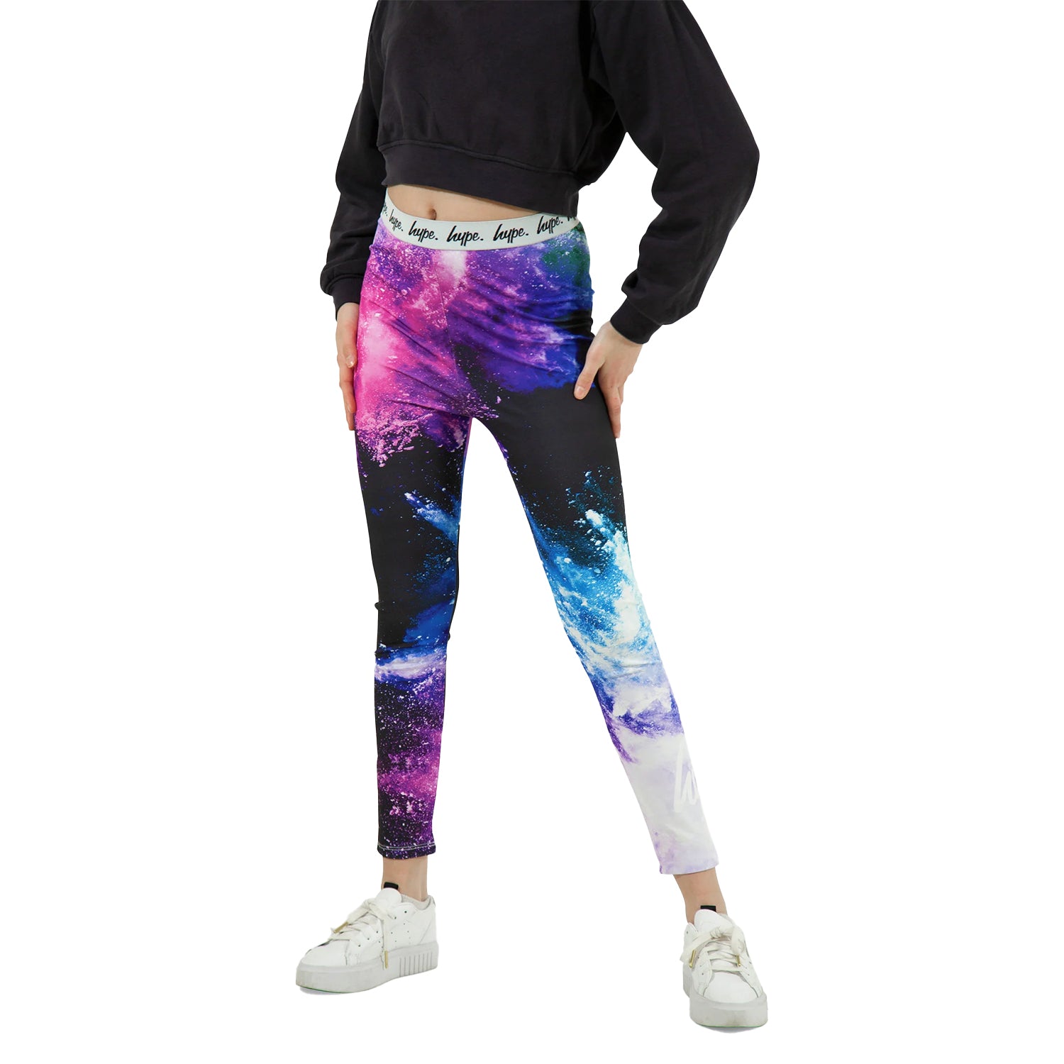 Multicoloured-Purple - Front - Hype Girls Chalk Dust Leggings