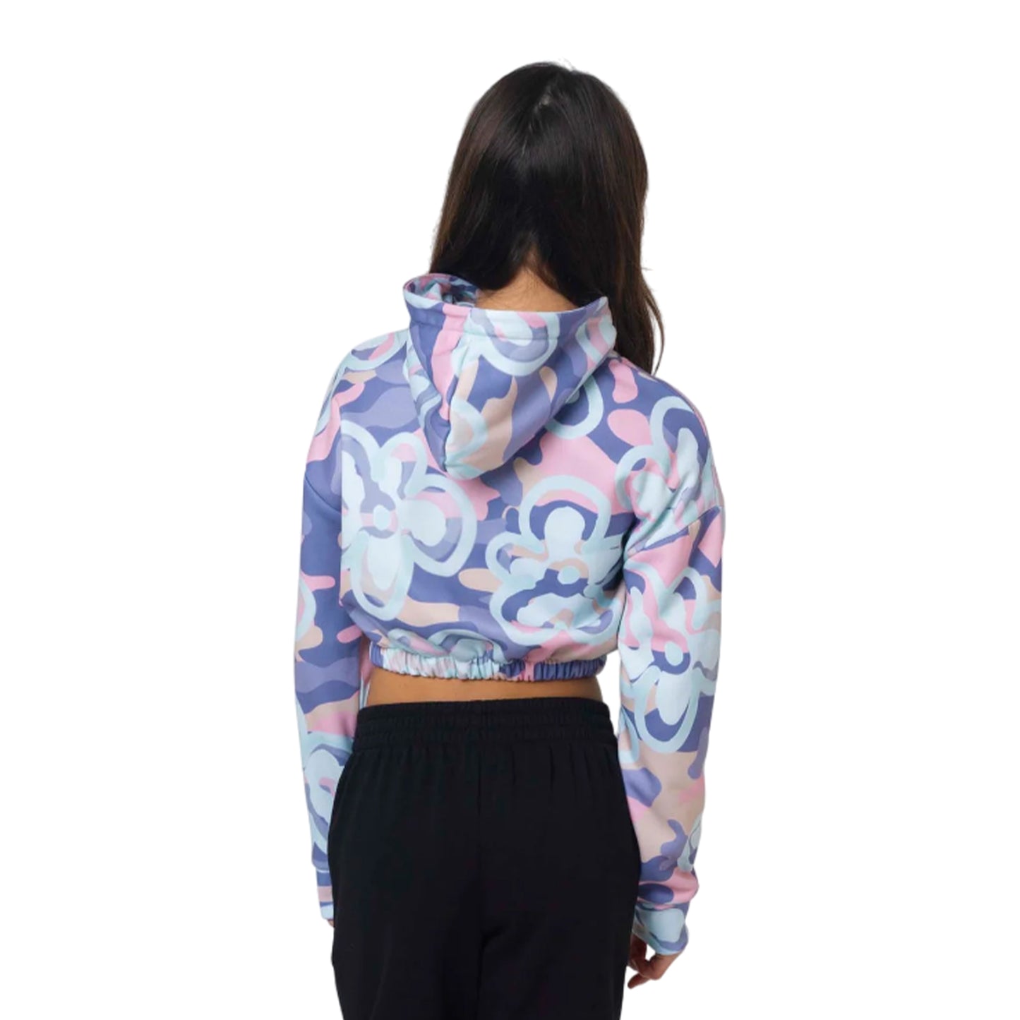 Pink - Back - Hype Girls Camo Floral Crop Hoodie