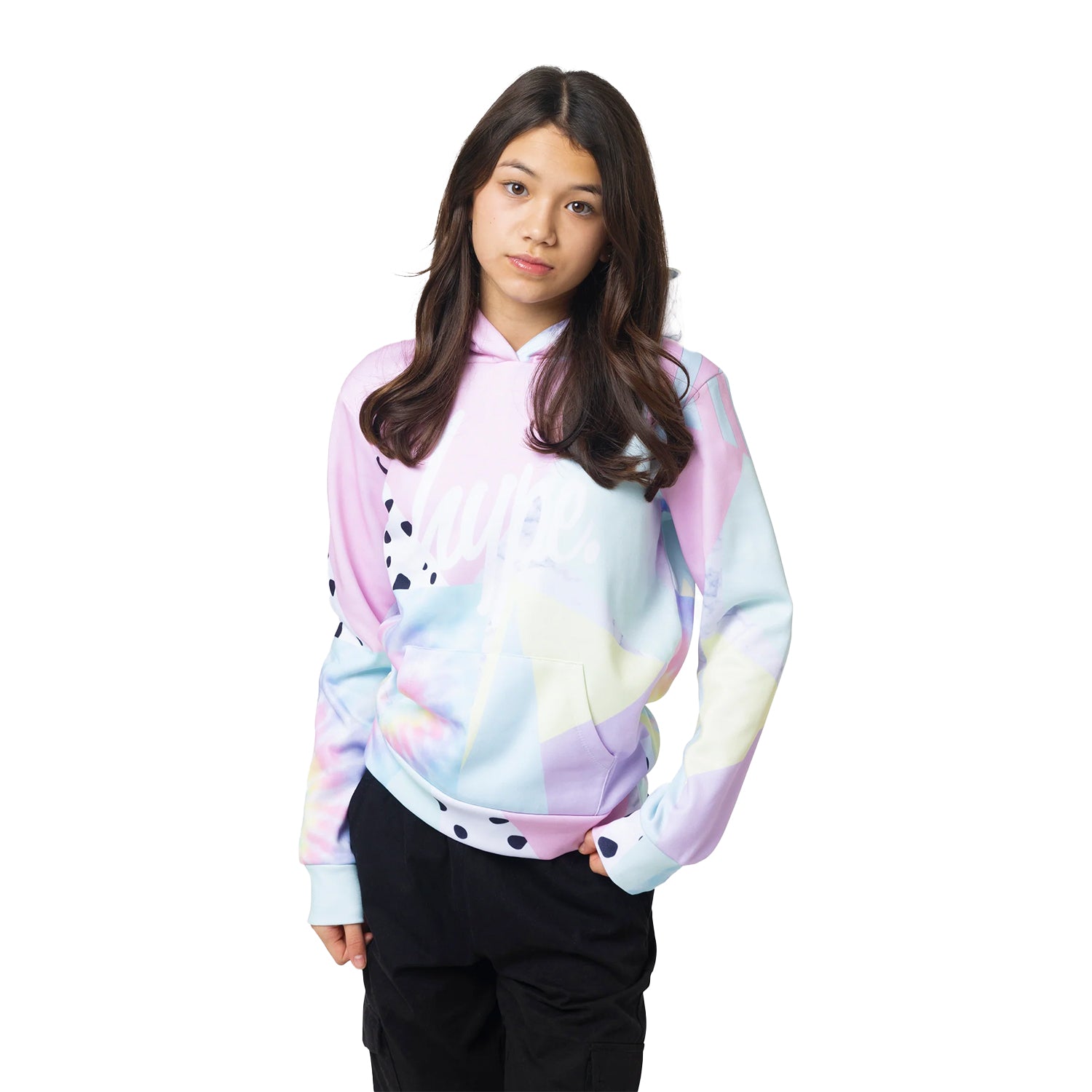 Multicoloured - Front - Hype Girls Pastel Collage Hoodie