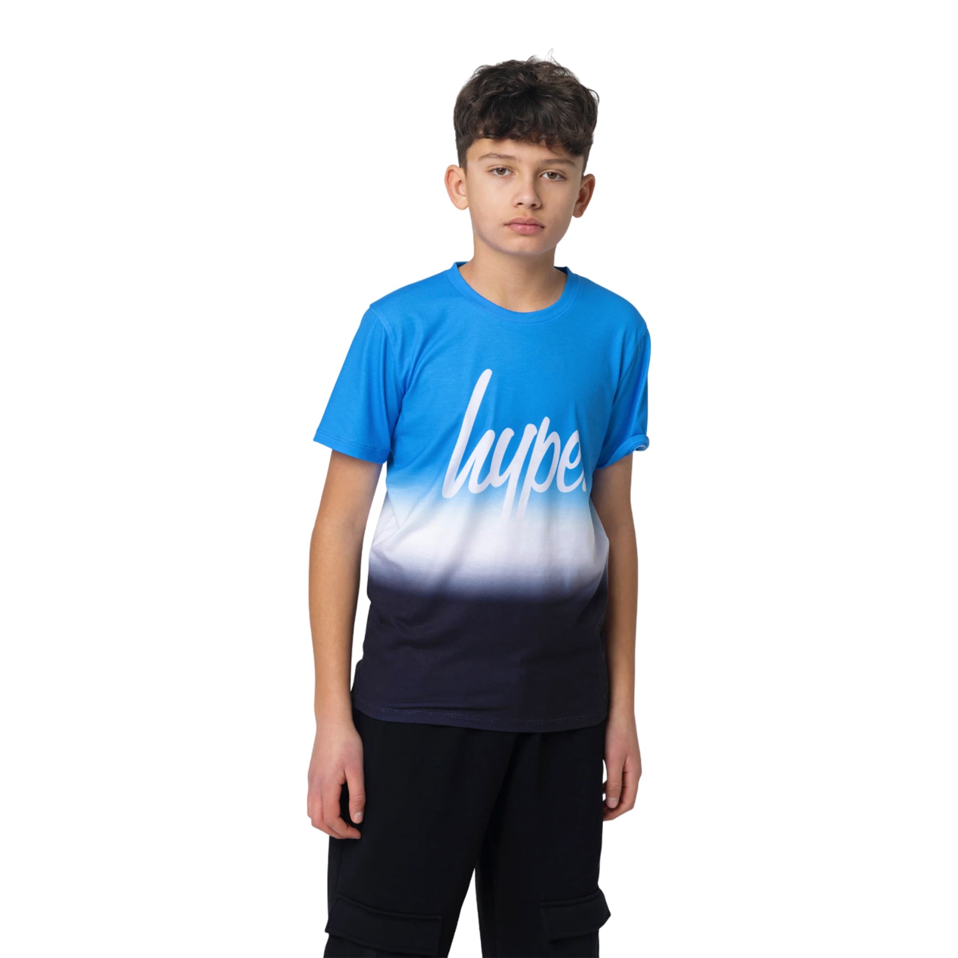Blue-White-Black - Front - Hype Boys Changing Skies Fade T-Shirt