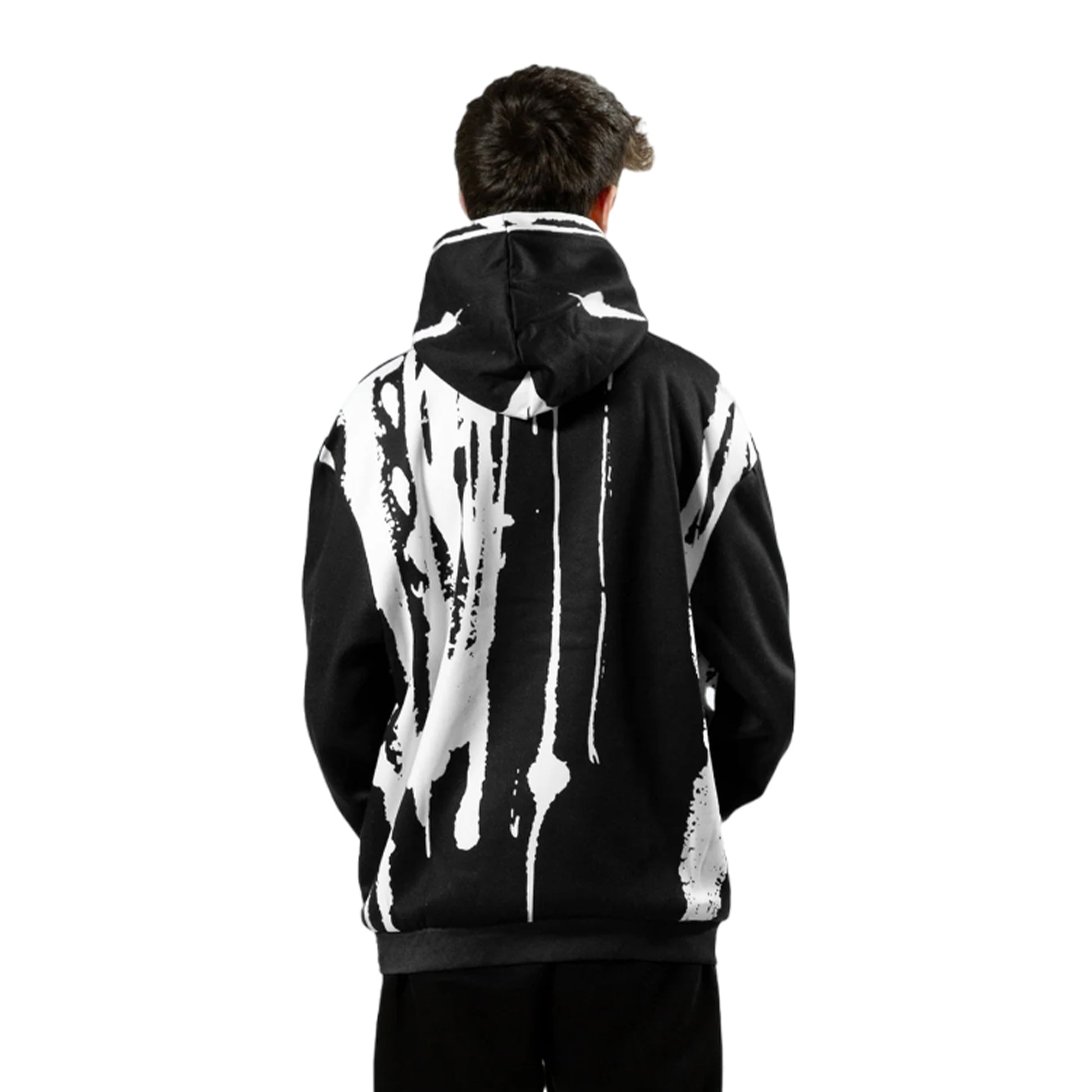 Black-White - Back - Hype Boys Layered Earth Script Hoodie