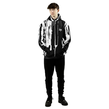 Black-White - Side - Hype Boys Layered Earth Script Hoodie
