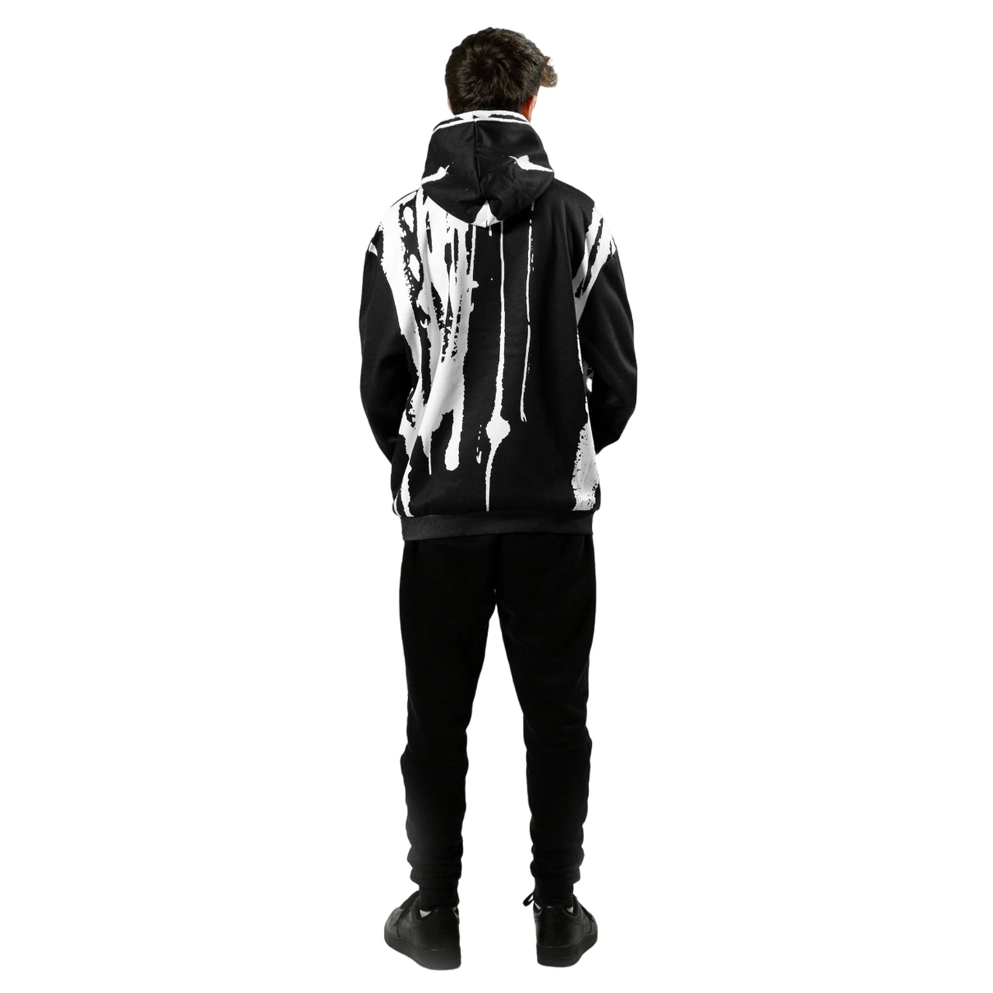 Black-White - Lifestyle - Hype Boys Layered Earth Script Hoodie