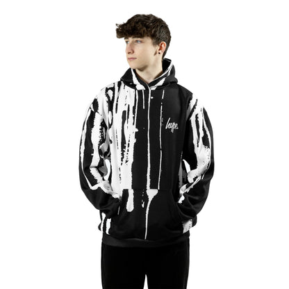 Black-White - Front - Hype Boys Layered Earth Script Hoodie