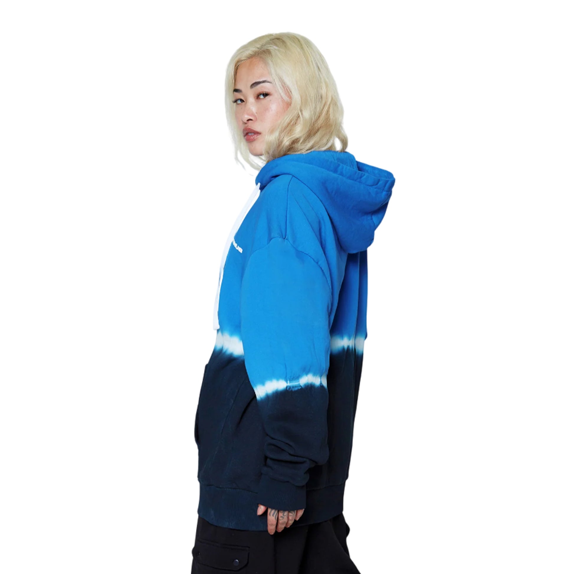 Blue-Black - Back - Hype Unisex Adult Tie Dye Continu8 Boxy Hoodie