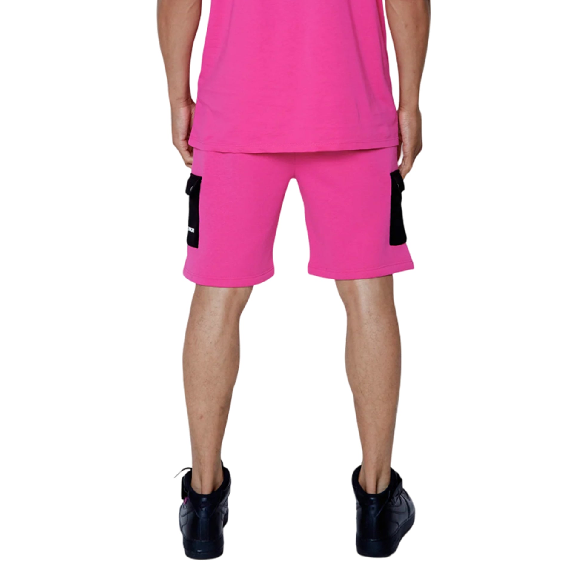 Pink - Back - Hype Unisex Adult Continu8 Cargo Pocket Shorts
