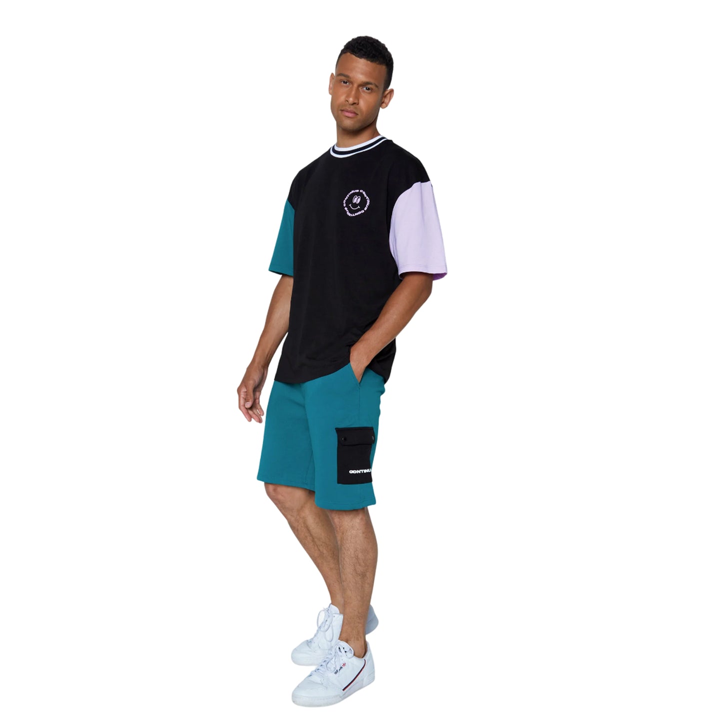 Teal - Side - Hype Unisex Adult Continu8 Cargo Pocket Shorts