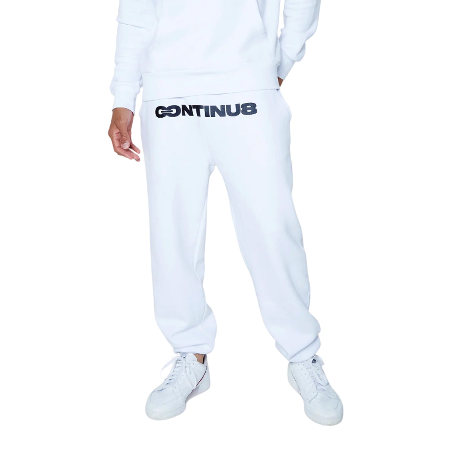 White - Front - Hype Unisex Adult Continu8 Boxy Jogging Bottoms