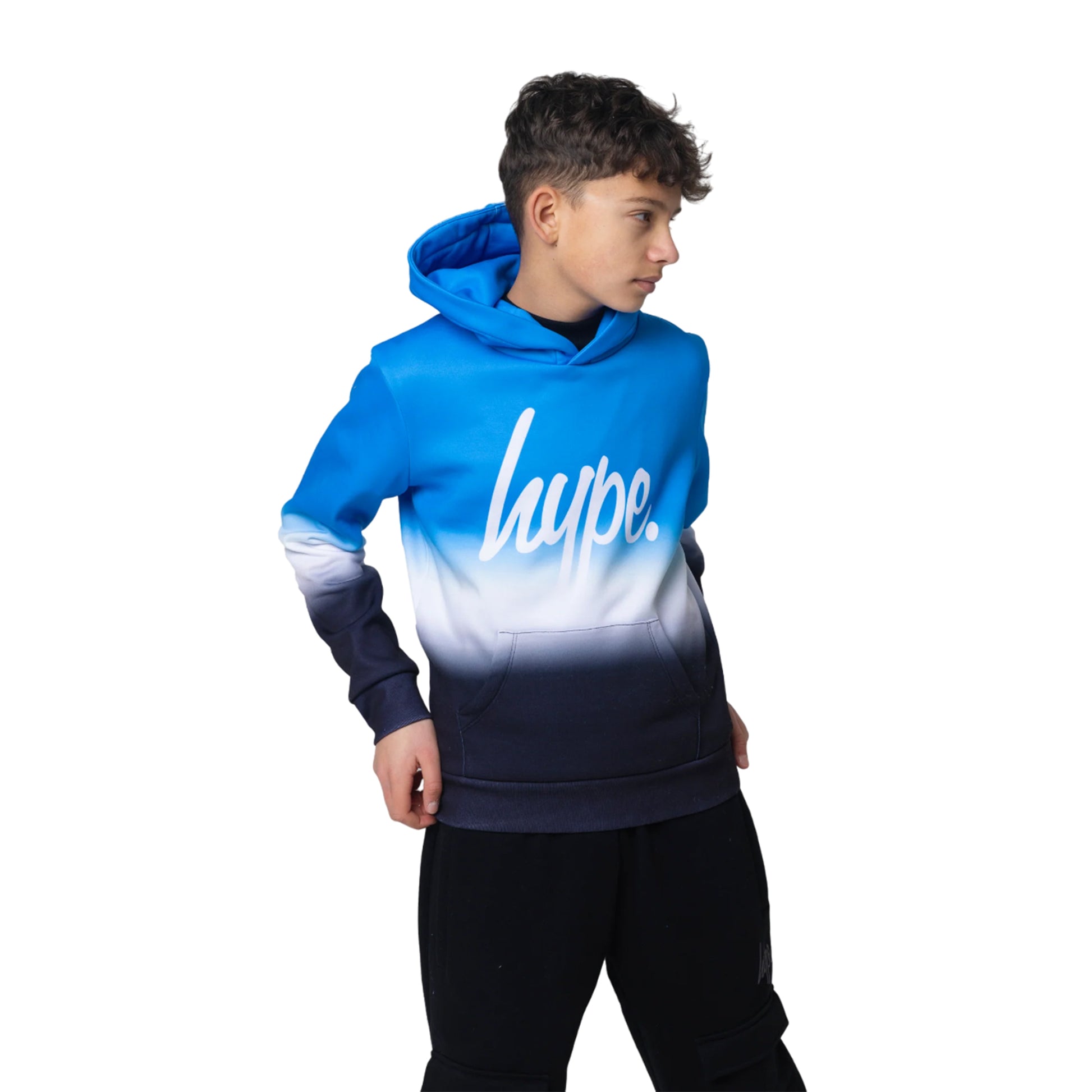 Blue-White-Navy - Front - Hype Boys Changing Skies Fade Hoodie