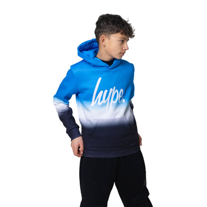 Blue-White-Navy - Front - Hype Boys Changing Skies Fade Hoodie