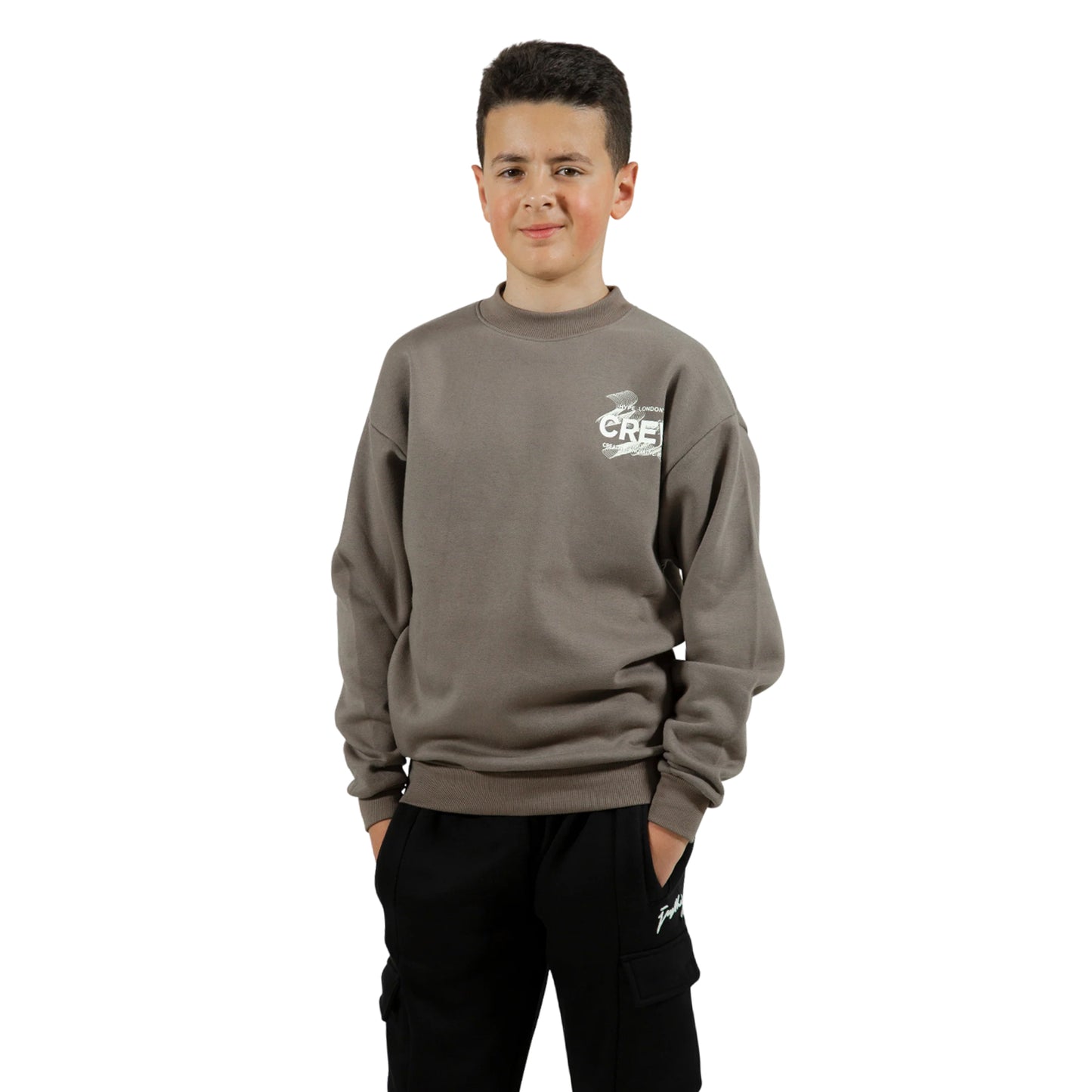 Brown - Front - Hype Boys Team Crew Sweatshirt