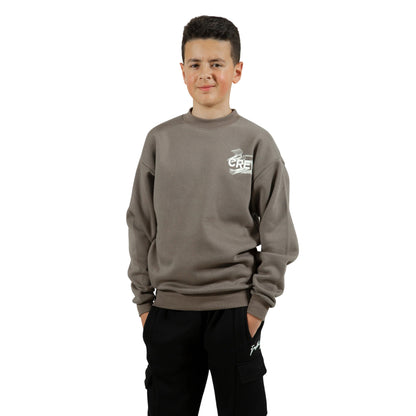 Brown - Front - Hype Boys Team Crew Sweatshirt