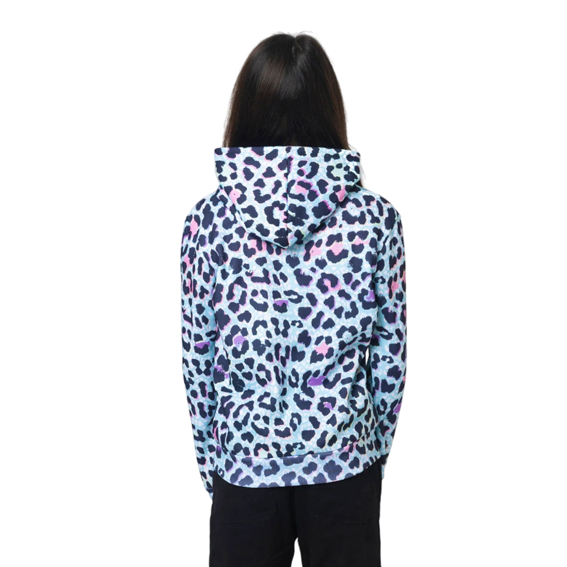 Multicoloured - Back - Hype Girls Leopard Print Hoodie